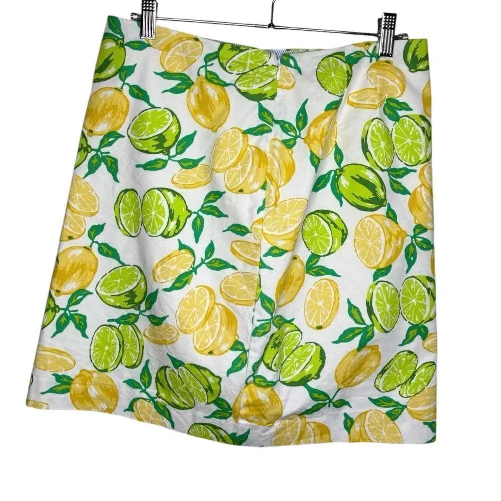 Talbots Pencil Skirt Size 4 Lemon Lime Print Fruit Preppy